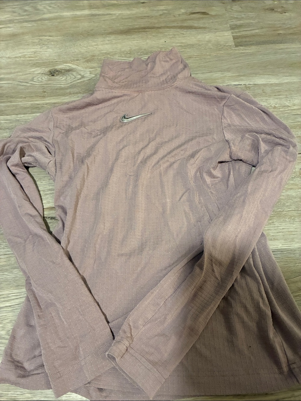 Nike Long Sleeve Ribbed Mock Neck Top - Dusty Mauve